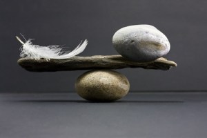 feather and stone balance